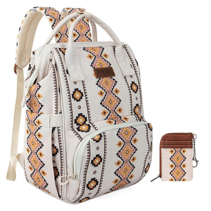 Hátizsák és pénztárca, azték mintás, többszínű
