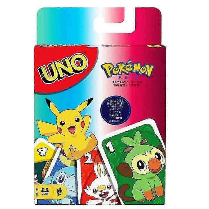 Joc de societate, UNO, Pokemon, pentru 7-18 ani, multicolor