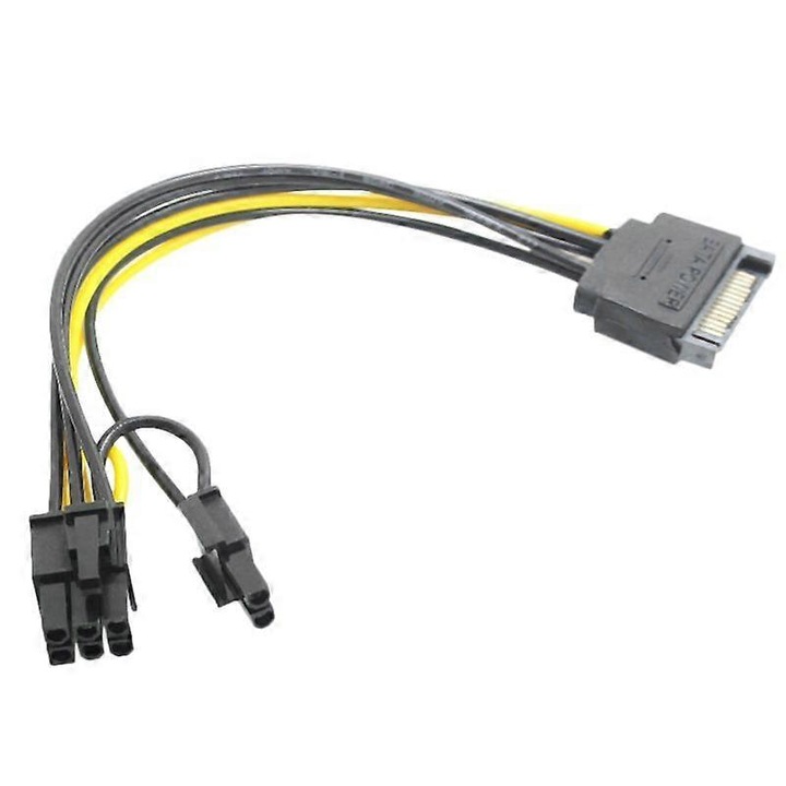 Cablu alimentare, 15pin SATA la 8pin PCI-E, 18AWG, 18cm