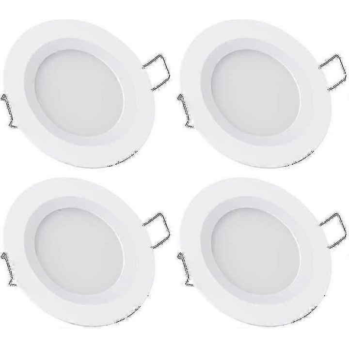 Set 4 Spoturi LED Recesate 12V, 3W, 3200K, Alb Cald, Diametru 2.75"