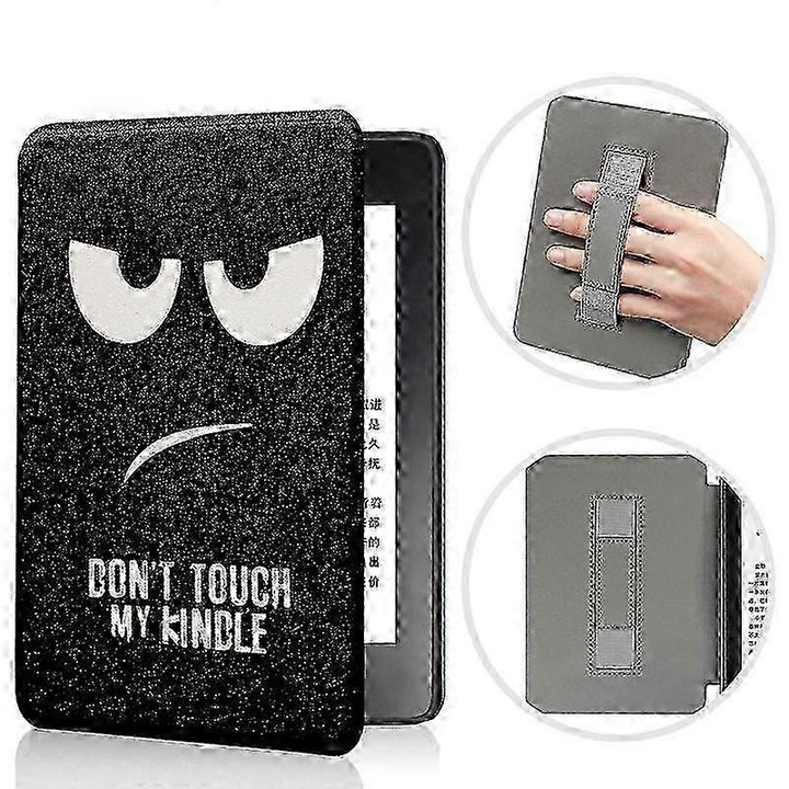 Husa pentru Kindle Paperwhite 6 inch (2012-2016), cu functie de activare/hibernare, material sintetic, culoare neagra