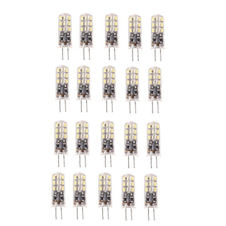 Set 20 Becuri LED G4, 1.5W, 300Lm, Alb Cald, 9.5x34.5mm