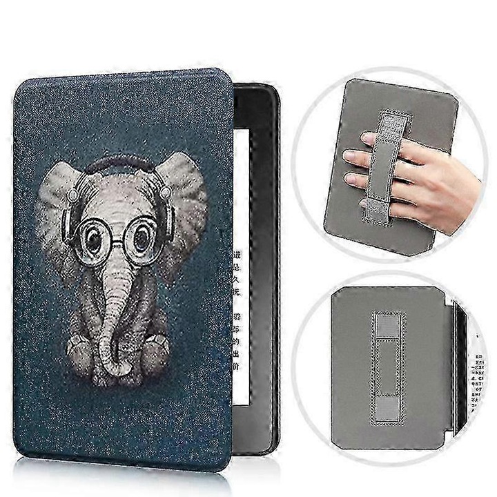 Калъф за Kindle Paperwhite 6 инча (2012-2016), с функция за събуждане/заспиване, твърда пластмаса, синтетична кожа, многоцветен