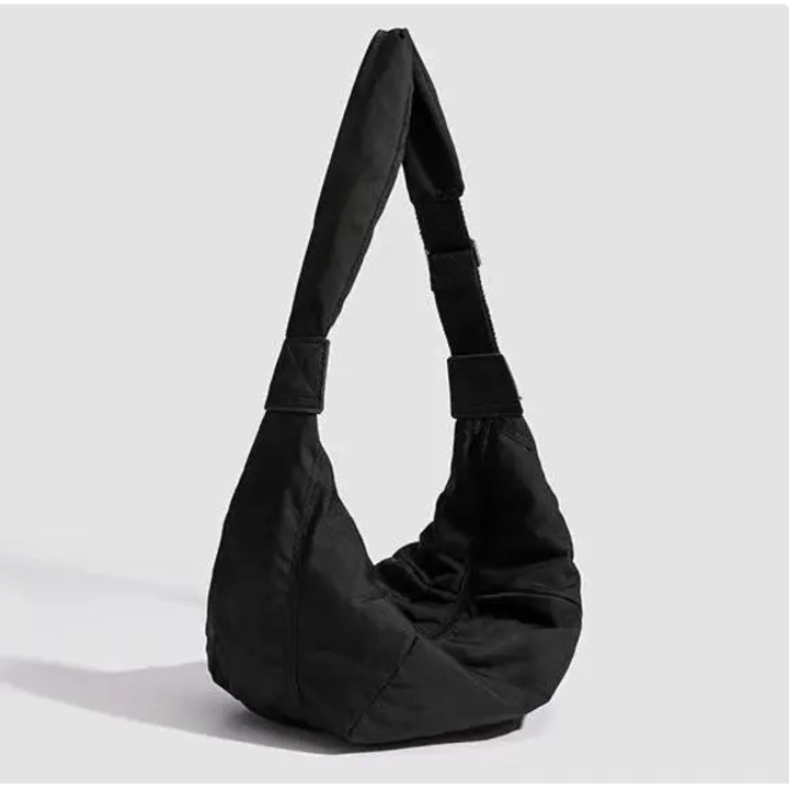 Női válltáska, alkalmi modell, szövet anyag, fekete