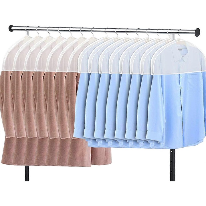 Huse pentru umeri (set de 15) protectii respirabile pentru costume, jachete, organizare dulap, 24x12x2 inch, alb