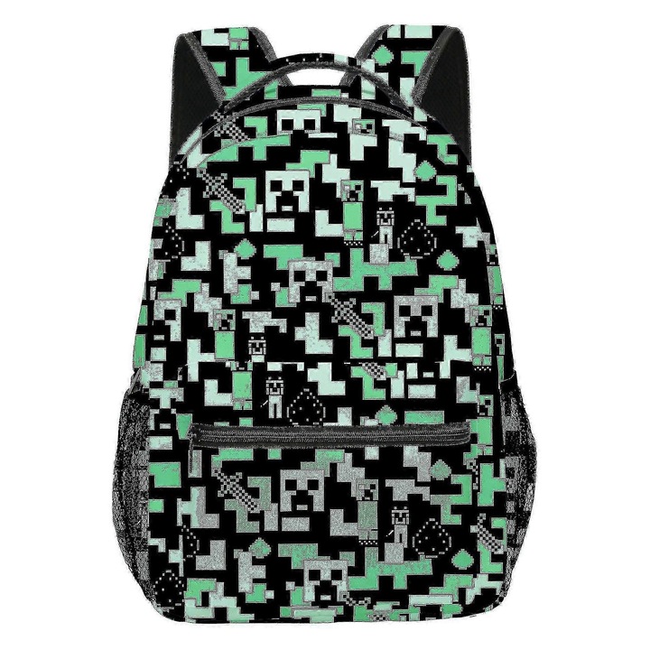 Ghiozdan scolar mini, 600d poliester impermeabil, 2 compartimente pentru sticle, multicolor