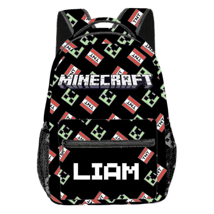 Ghiozdan scolar mini, 600d poliester impermeabil, 2 compartimente pentru sticle, design 3D, multicolor