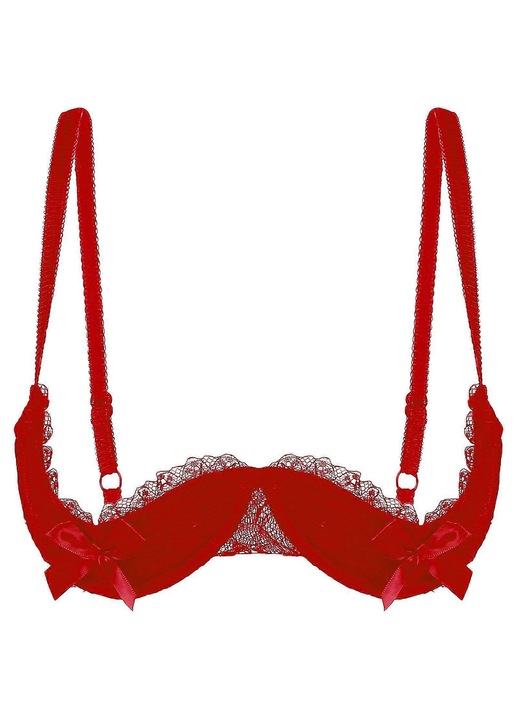 Дамски секси сутиен, дантела/дунапрен, червен1