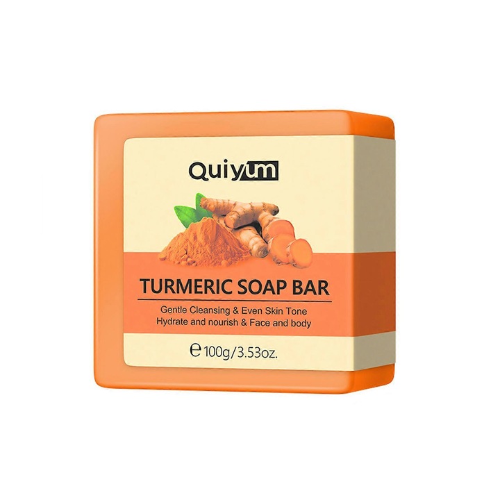 Комплект сапуни с етерично масло от куркума, 100гр, с мрежа за разпенване, за всеки тип кожа