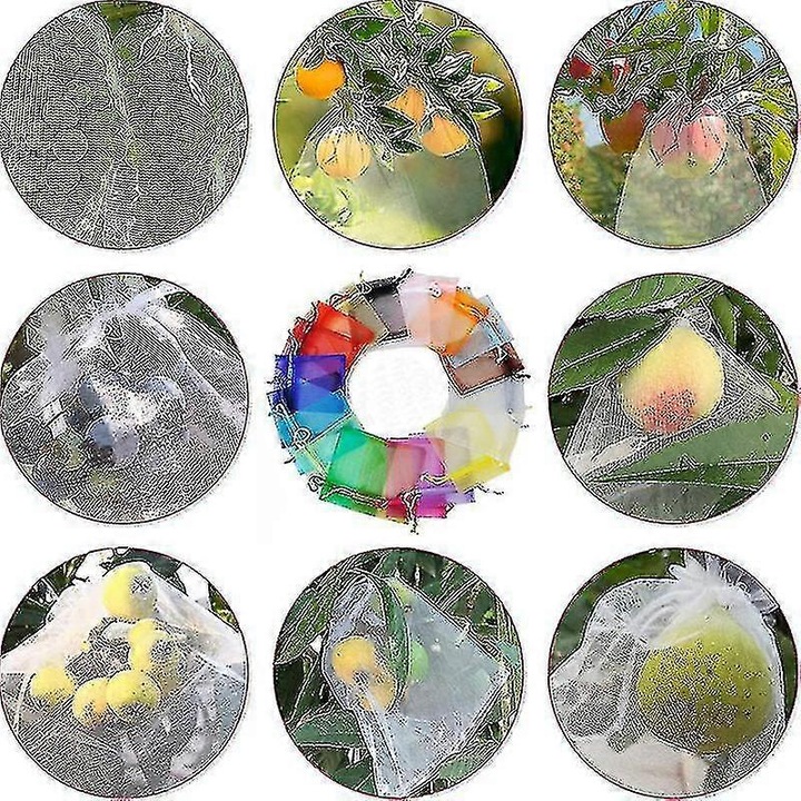 Set 100 pungi de protectie pentru struguri 30x20cm, organza, cu snur, transparente, pentru fructe