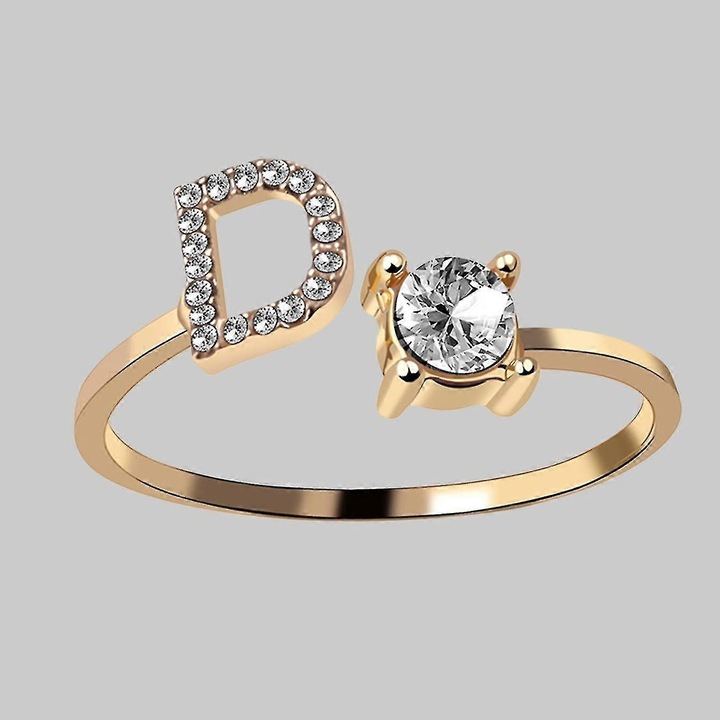 Inel cu zirconii si strasuri ajustabil, set de 26, aurie