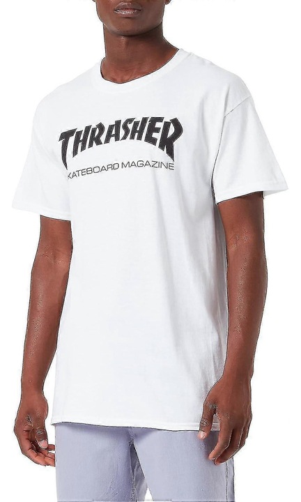 Unisex póló, Thrasher, pamut, laza szabás, fehér