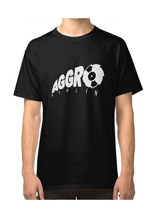 Férfi póló, pamut, klasszikus szabás, fehér/fekete