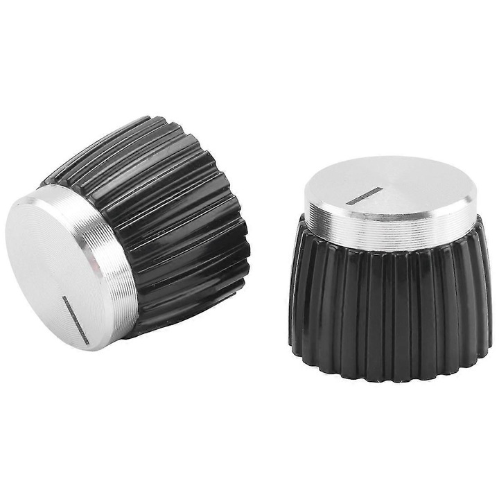 Set 50 x Butoane rotative pentru amplificatoare, 20x16mm, ABS+aluminiu, compatibile cu pot-uri de 6mm