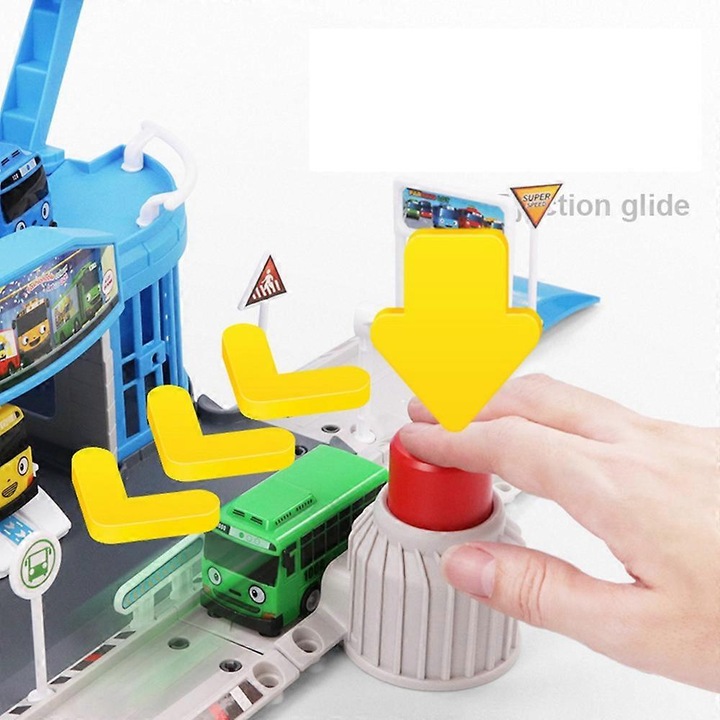 Set masinute, 2 autobuze mini, albastru, plastic