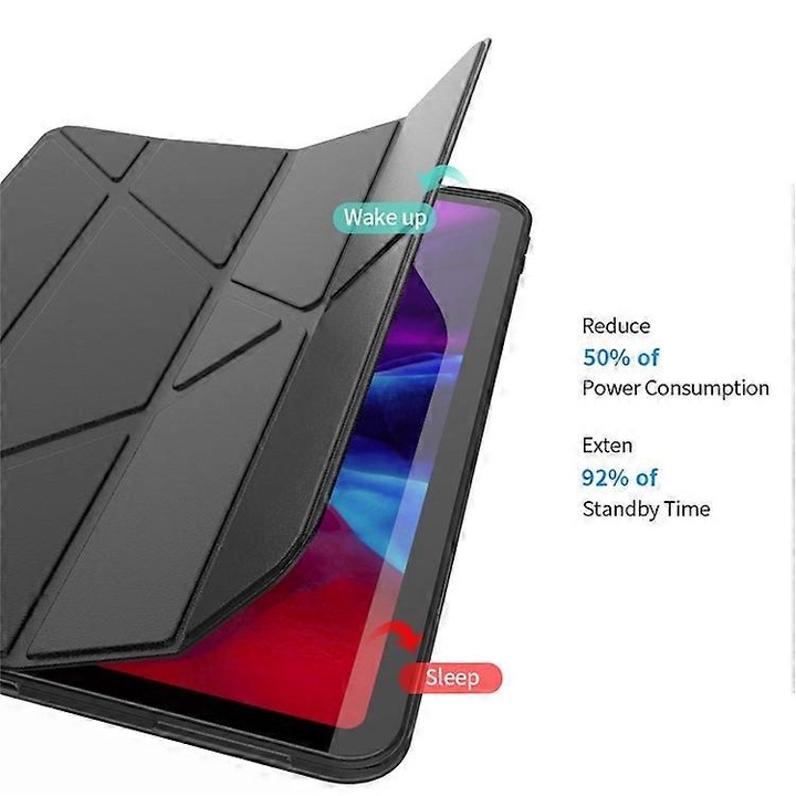 Sötétkék PU bőr és TPU origami tok tablettához, 12.9 hüvelyk szett