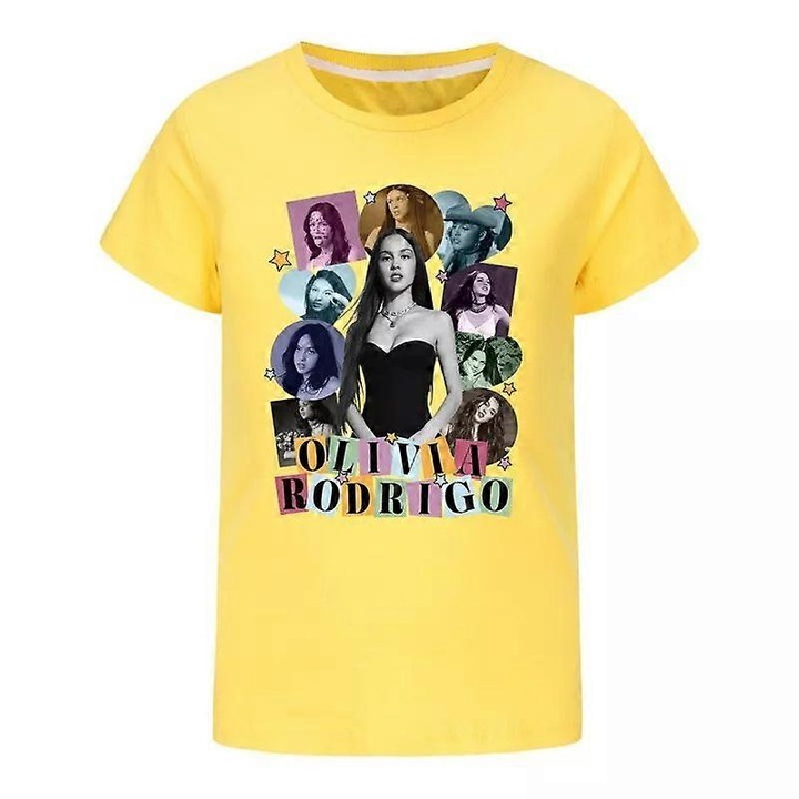 Gyermek póló, sárga, pamut, rövid ujjú, lányoknak