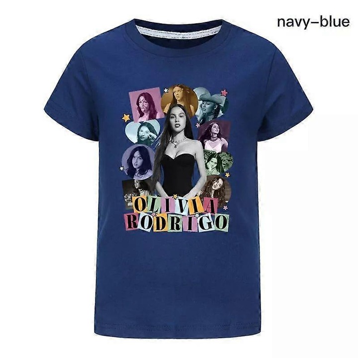 Gyerek póló, hétköznapi blúz, sötétkék, pamut, lányoknak