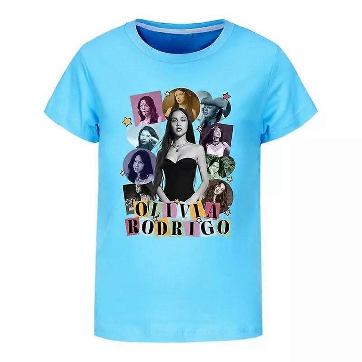 Gyermek póló, kék, 100% pamut, rövid ujjú