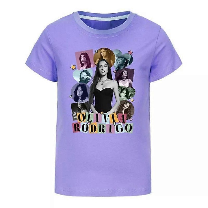 Gyerek póló, hétköznapi, rövid ujjú, lila, pamut