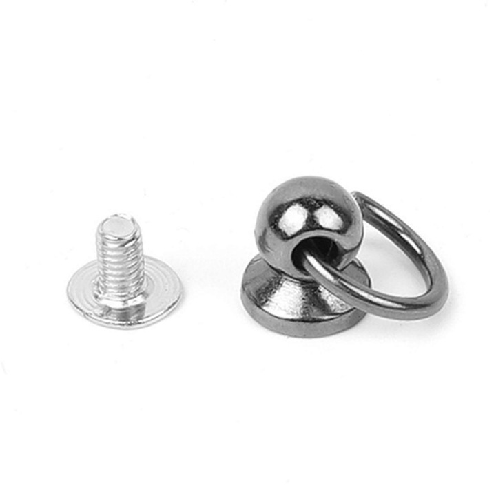 10 darabos kerek csavarkészlet fémgyűrűvel barkács kiegészítőkhöz, ezüst-fekete, 8x9x6mm