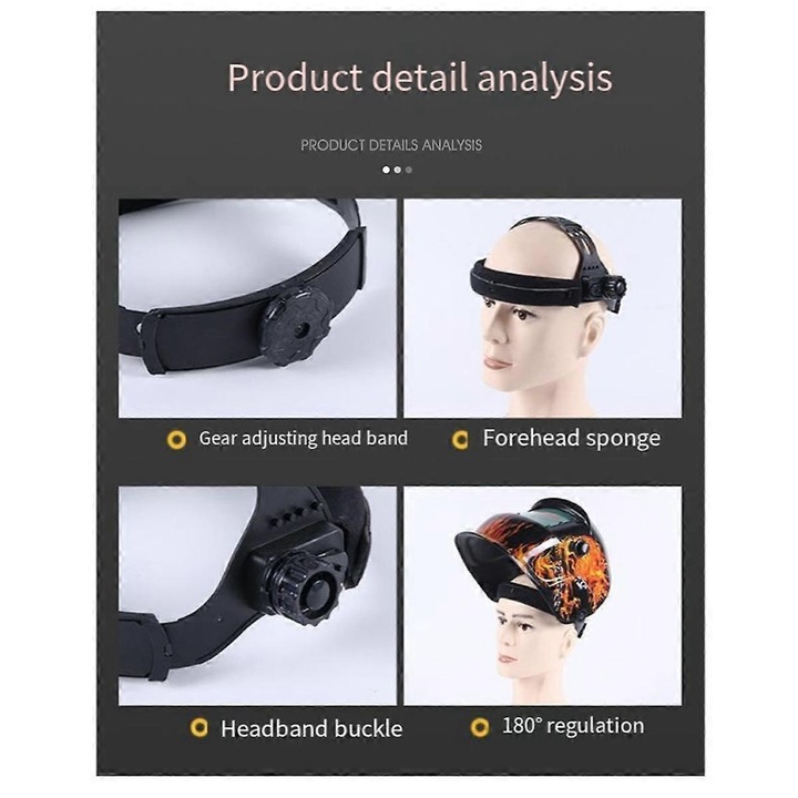 Casca de sudura autointunecare, 1 set, protectie fata si gat, PP, ajustabila