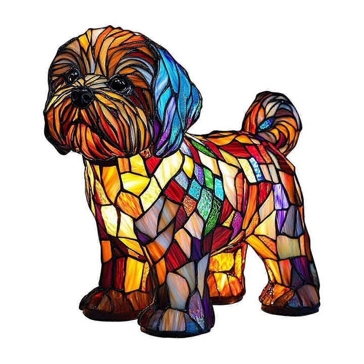 Lampa de birou in forma de caine, LED, design adorabil, 20cm, multicolor