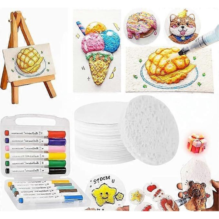 Комплект за рисуване Magic Puffy Paint, 3D, 10 листа за рисуване, 12 маркера