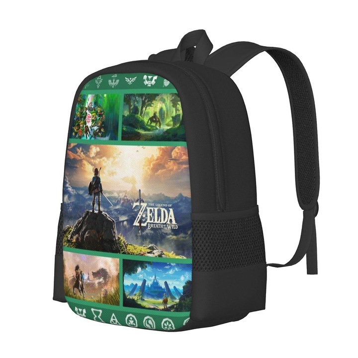 Ghiozdan mare, 41x30x11.5cm, material poliester, design ergonomic, multicolor