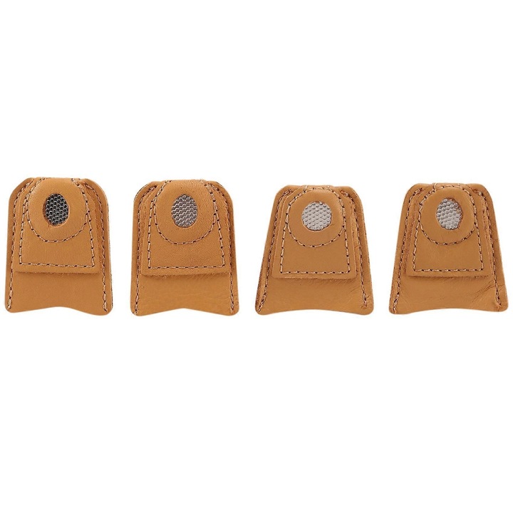 Set 4 protectii pentru degete din piele sintetica, maro, pentru cusut