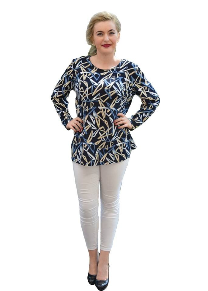 Bluza deosebita, cu design geometric,D&J Exclusive, Negru/Alb