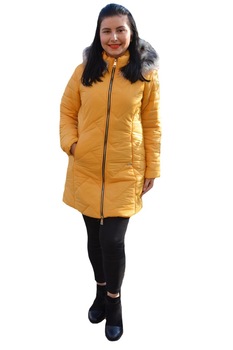 Jacheta moderna Anya ,lunga cu gluga detasabila,D&J Exclusive,galben,44 EU, Galben Jacheta moderna Anya ,lunga cu gluga detasabila,D&J Exclusive,galben,44 EU, Galben