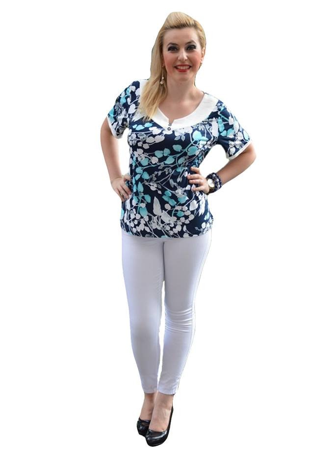 Bluza cu design, casual,D&J Exclusive, Bleumarin