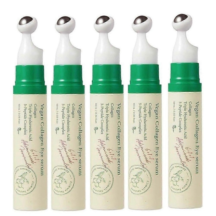 Serum pentru ochi Vegan Collagen, 10ml, set de 5, hidratare profunda, reduce cearcanele