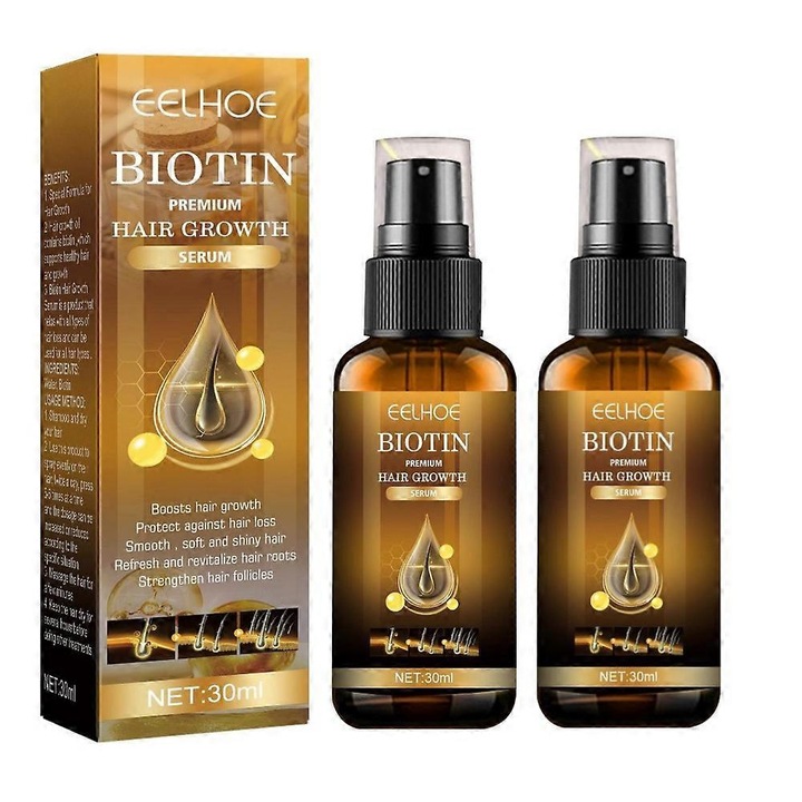 Ser pentru cresterea parului, 30ml, set 2 bucati, previne caderea parului, imbunatateste calitatea parului