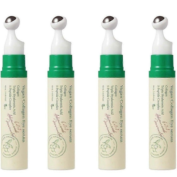 Serum pentru ochi cu colagen vegan, 10ml, set de 4 bucati, hidratare profunda, reduce cearcanele