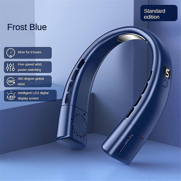 Továbbfejlesztett változatú 8000mah nyakventilátor hordozható hűtő B újratölthető hűtő nyakpánt kék 3000mA