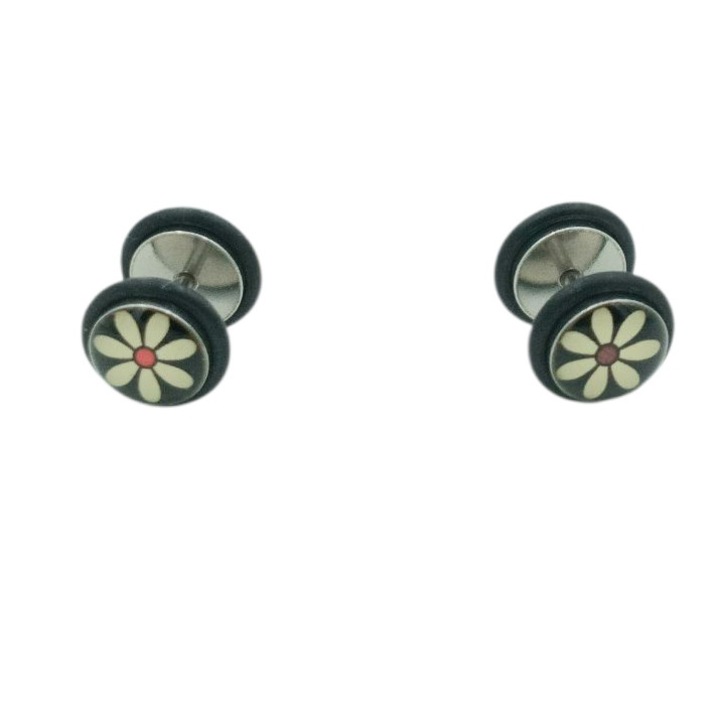 Cercei inox tip pierce cu model de floare 1 cm diametru Dominica