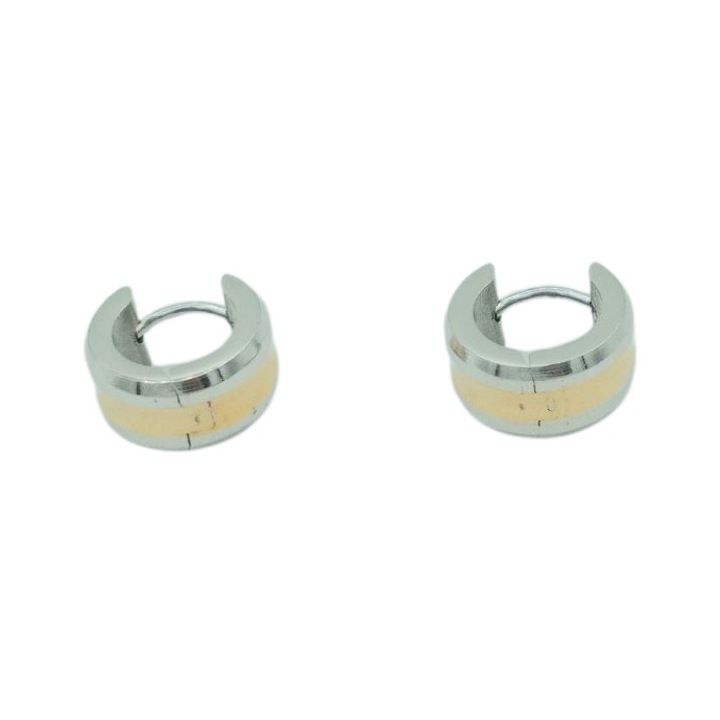 Cercei inox in doua culori 7 mm latime si 1, 3 cm diametru Dumitra