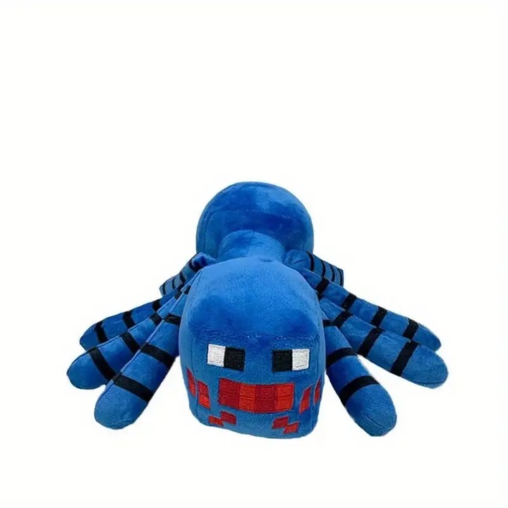 Плюшен паяк със син цвят, VeliumCraft, 25 см, съвместим с Minecraft, син