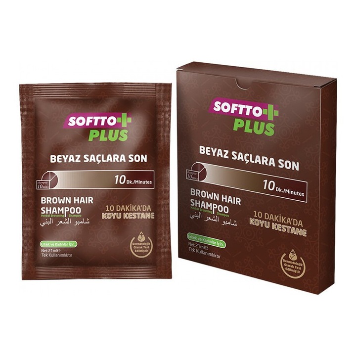 Pachet 10 plicuri x 25 ml Vopsea de par semipermanent tip Sampon Softto+ Plus pentru par saten, acopera parul alb si gri in 10 minute