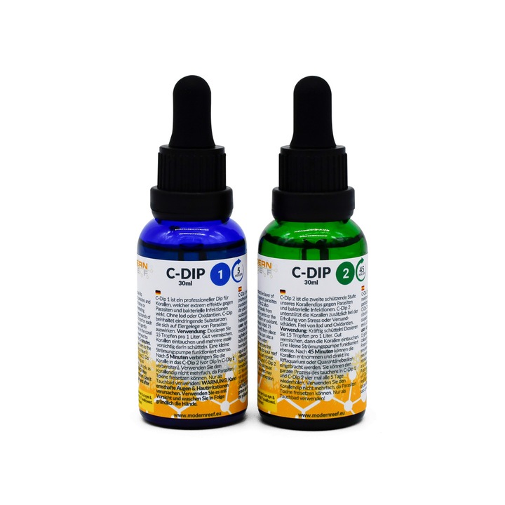 Set profesional Modern Reef C-Dip, pentru eliminarea parazitilor si infectiilor bacteriene la corali, fara iod, 2x100ml