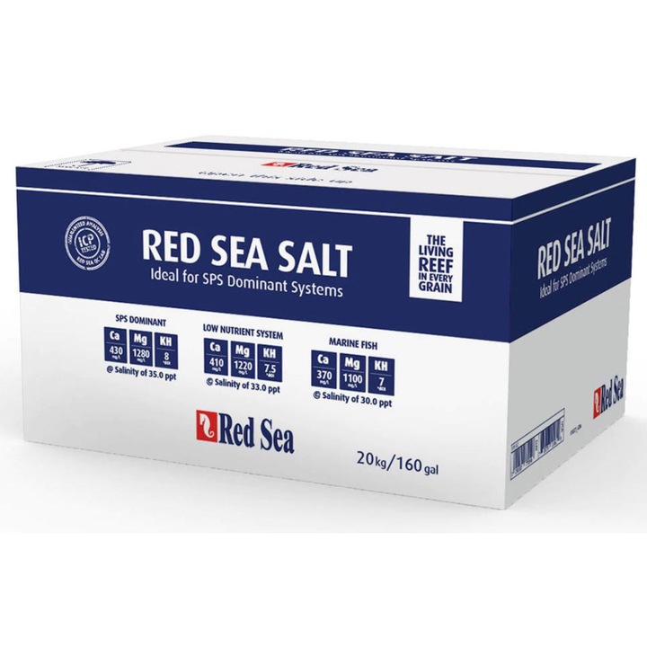 Sare de mare Red Sea, 20Kg, pentru acvarii, nivel optim de elemente esentiale, 8dKH