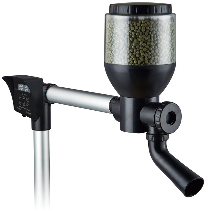 Hranitor automat Jebao FD-40 pentru pesti, 4L, 6 mese pe zi, negru/argintiu