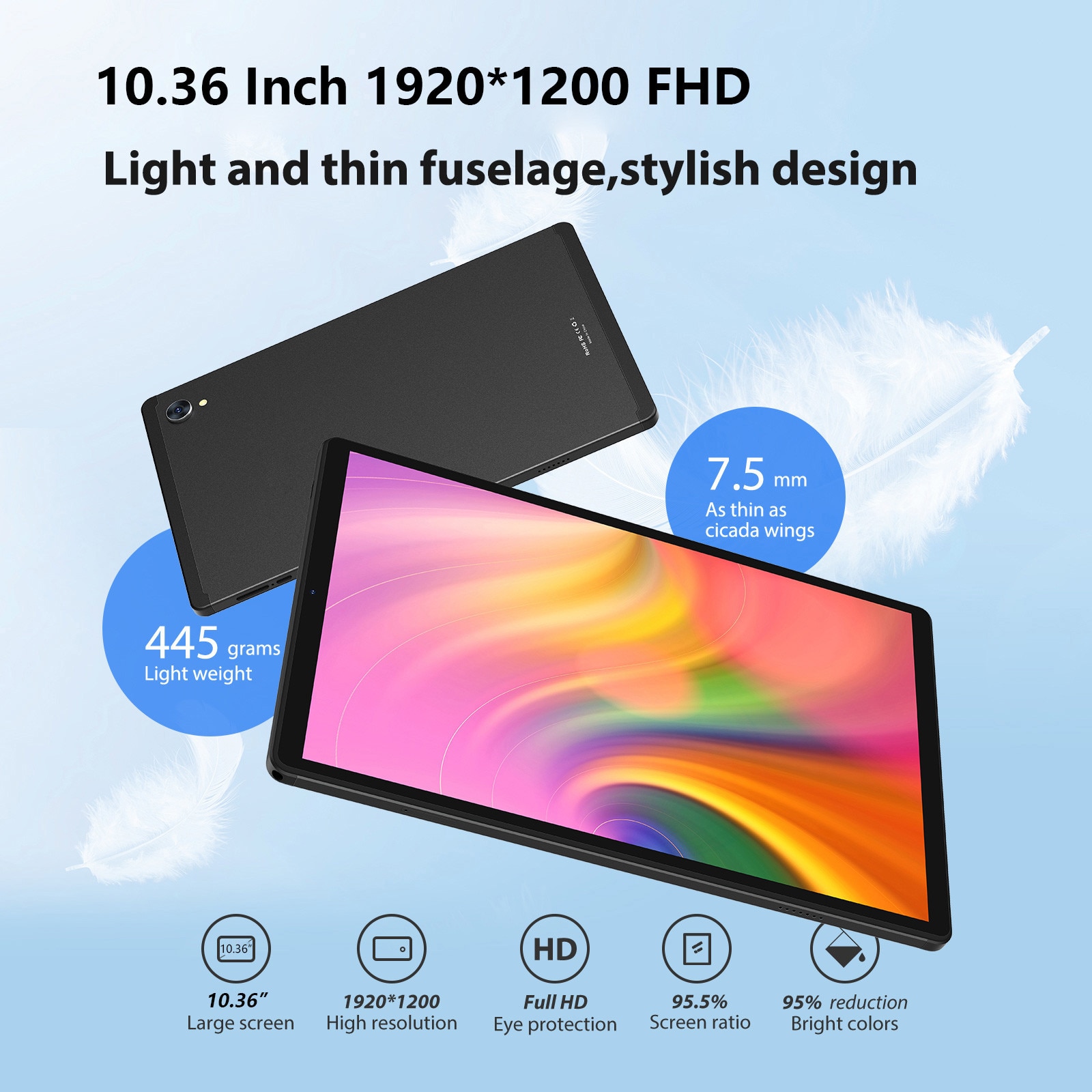 Tableta 10.36" Octa-Core, 36(12+24)GB RAM, 256GB ROM, Android 14.0, SIM/4G LTE, 5GHz WIFI, 1920*1200 FHD, 8000mAh, 13MP+8MP, Negru