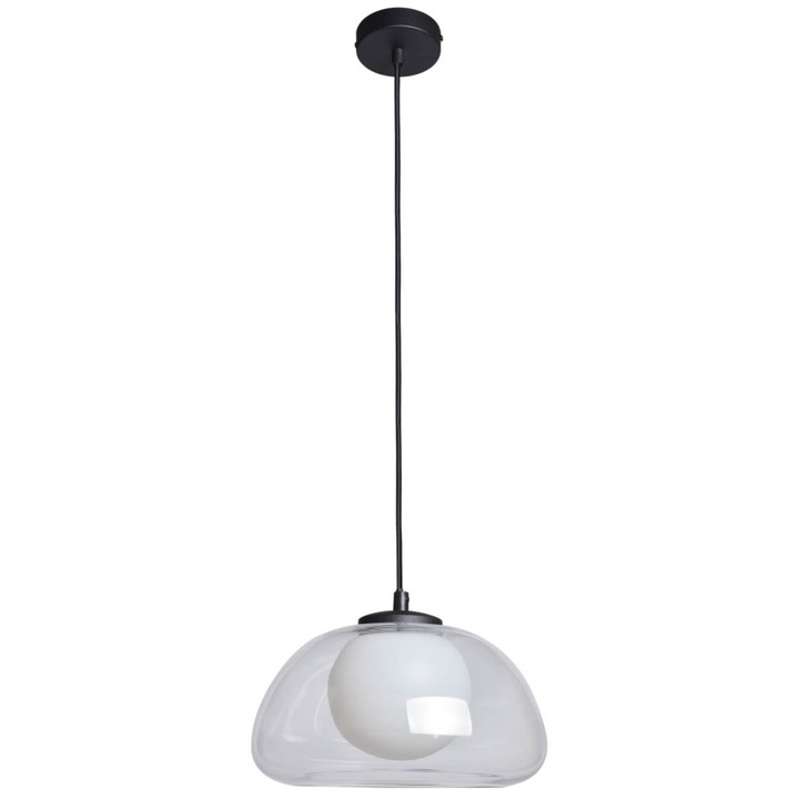 Lampa suspendata AINALE, transparenta si neagra, 150x24,5cm, 1 sursa de lumina, IP20