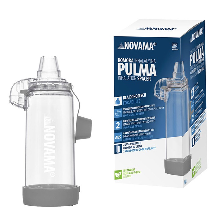 Camera de inhalare Novama Pulma IV, fara masca, capacitate de 175 ml, fabricata din material antistatic ABS, fara BPA si latex