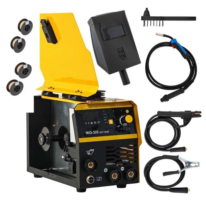 MIG/MMA DDT PROFESSIONAL Inverter/Hegesztőgép DDT-2006 elektródákkal és huzallal, 220 V, 320A + 4 huzaltekercs 0,8-1,0 mm DDT