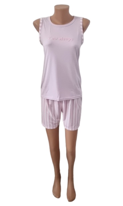 Kenyelmes noi pizsama, puder rozsaszin szinben, Csíkos