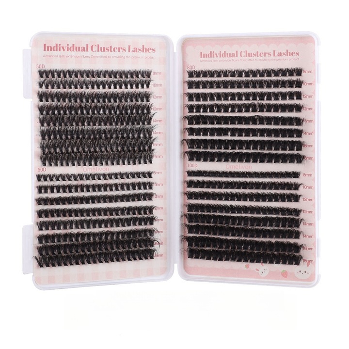 Omelivon®, Set extensii gene individuale, 592 pcs, 50D 60D 80D 100D, 8-16mm, Nu Kit